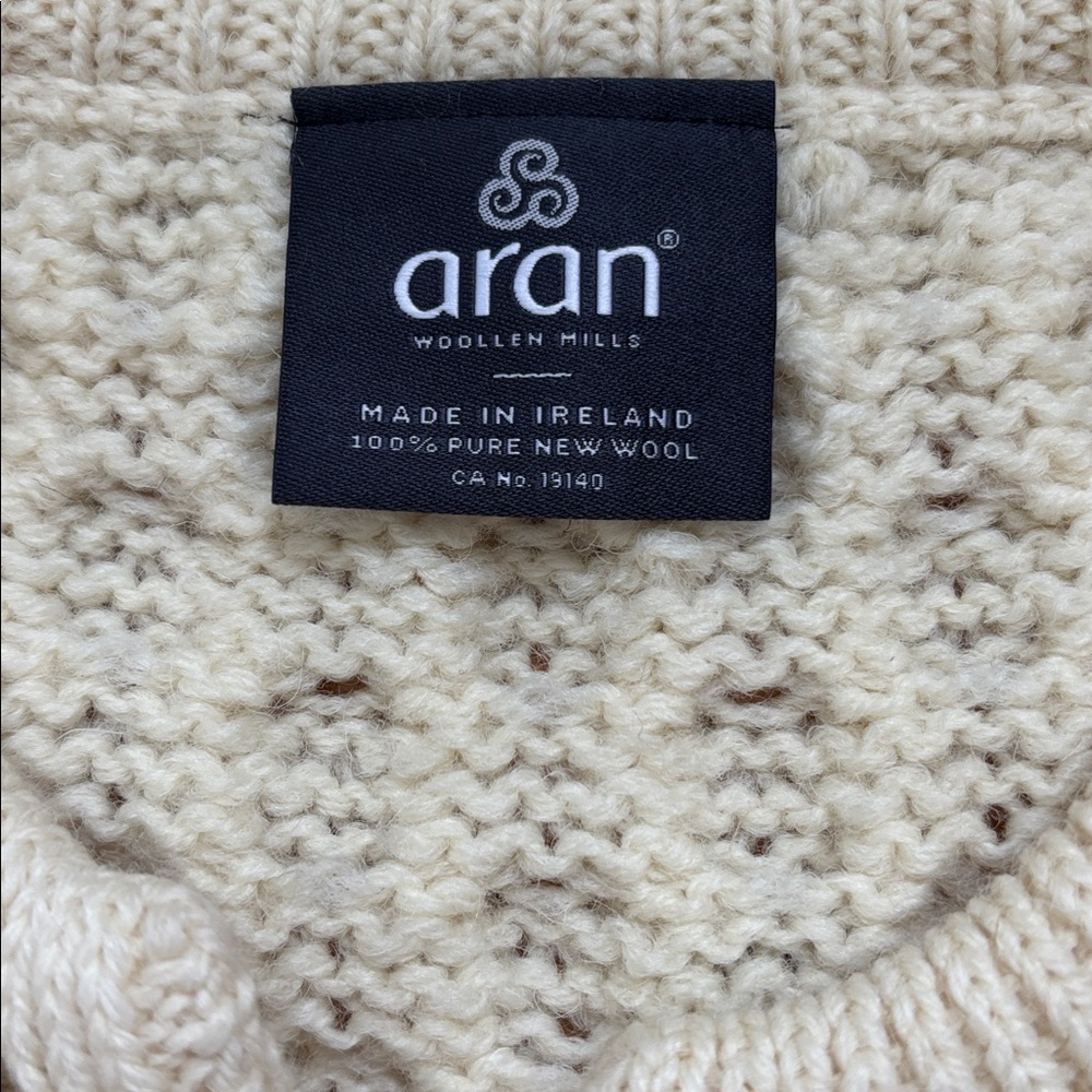 Aran Cardigan Cable Knit Sweater Pockets L - Picture 5 of 10